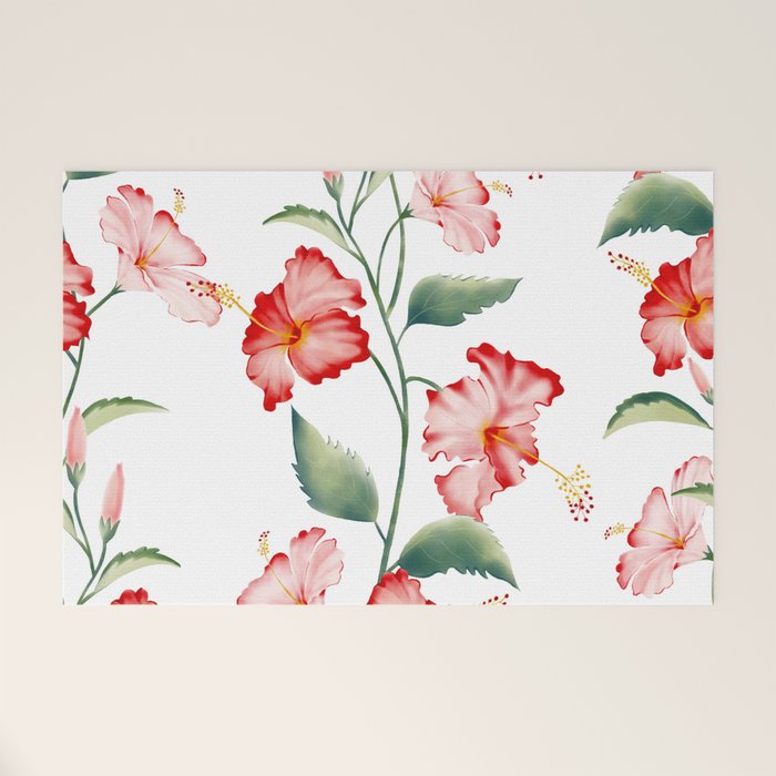 Hibiscus in White Welcome Mat Gallery Image 1