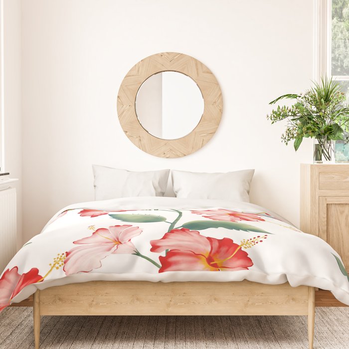 Hibiscus in White Duvet Cover Gallery Image 3