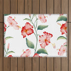 Hibiscus in White Outdoor Rug Gallery Image 1