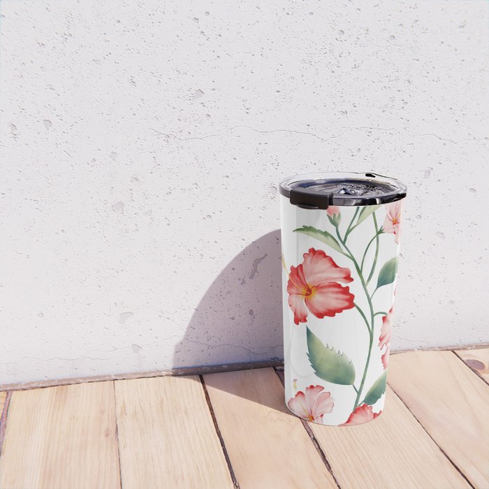 Hibiscus in White Travel Mug Gallery Image 4