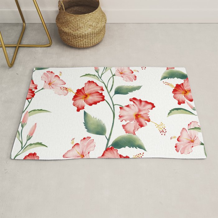 Hibiscus in White Rug Gallery Image 1