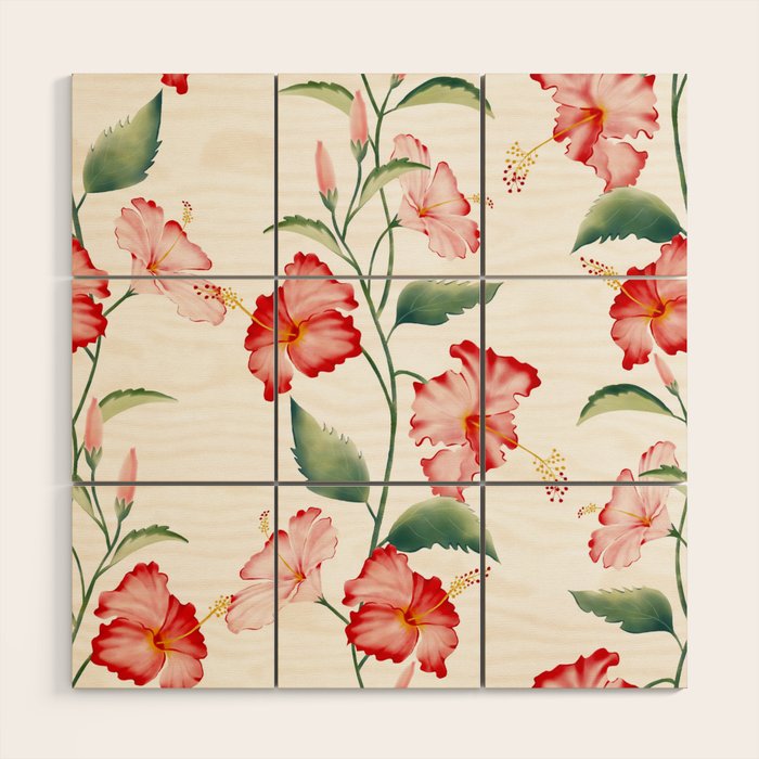 Hibiscus in White Wood Wall Art Gallery Image 1