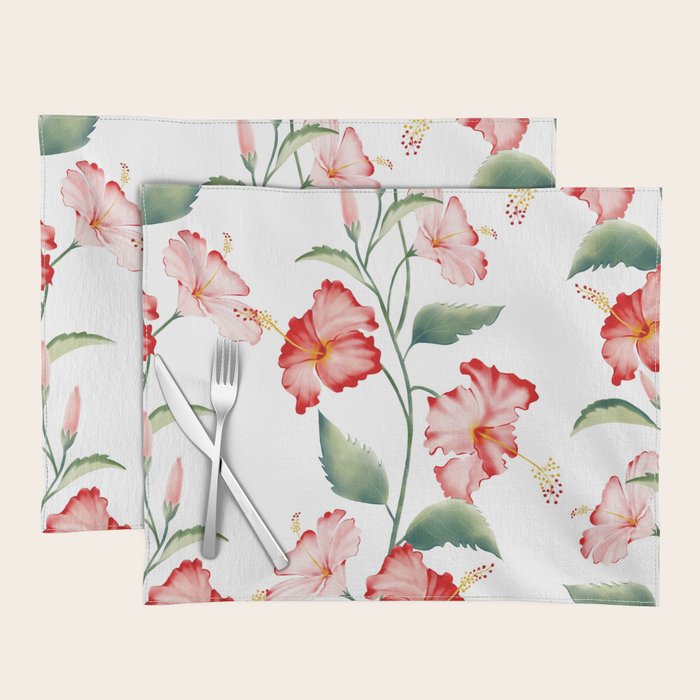 Hibiscus in White Placemat Gallery Image 1
