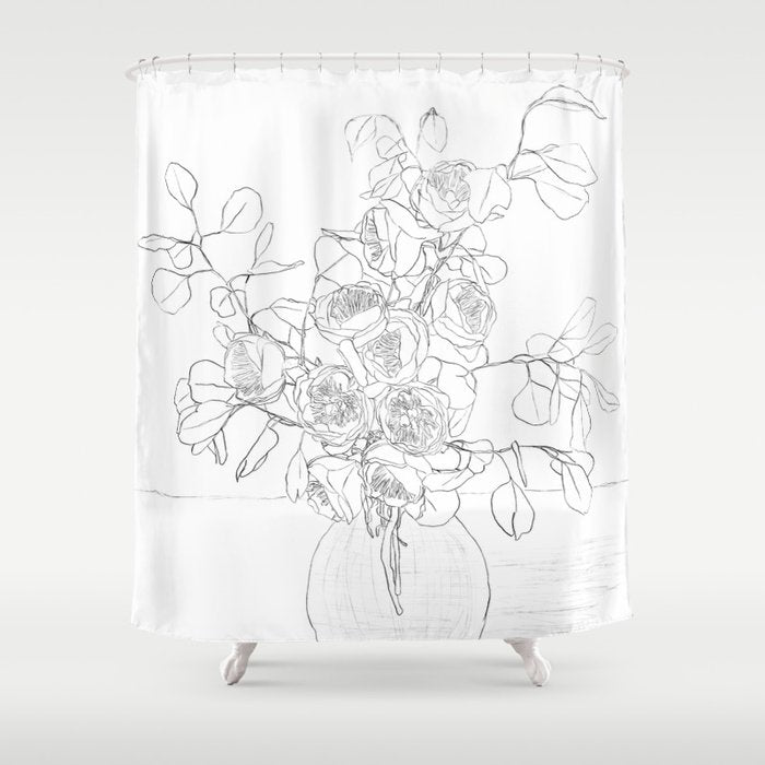 Beautiful Bouquet Line Shower Curtain Gallery Image 1