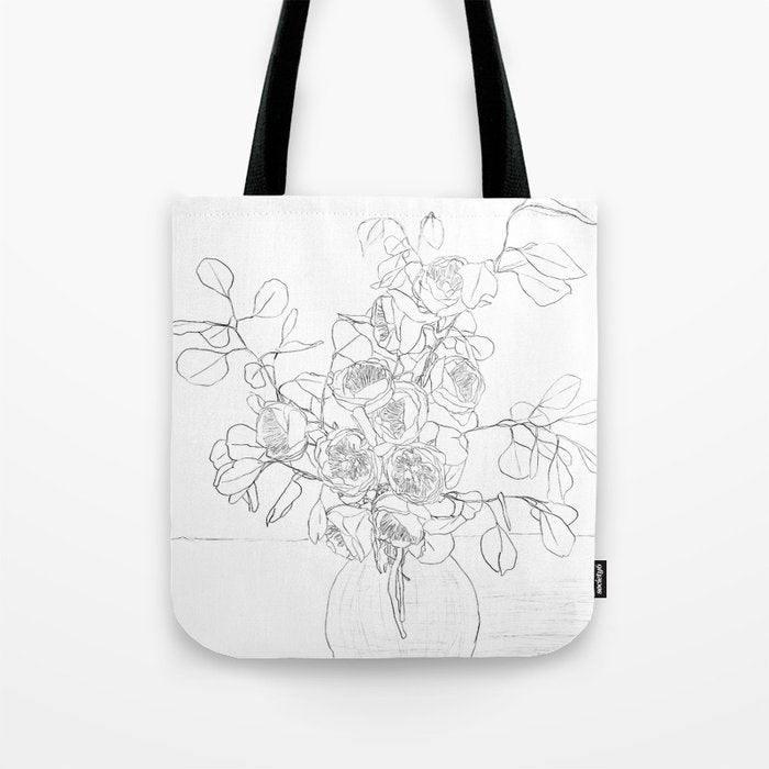 Beautiful Bouquet Line Tote Bag Gallery Image 1
