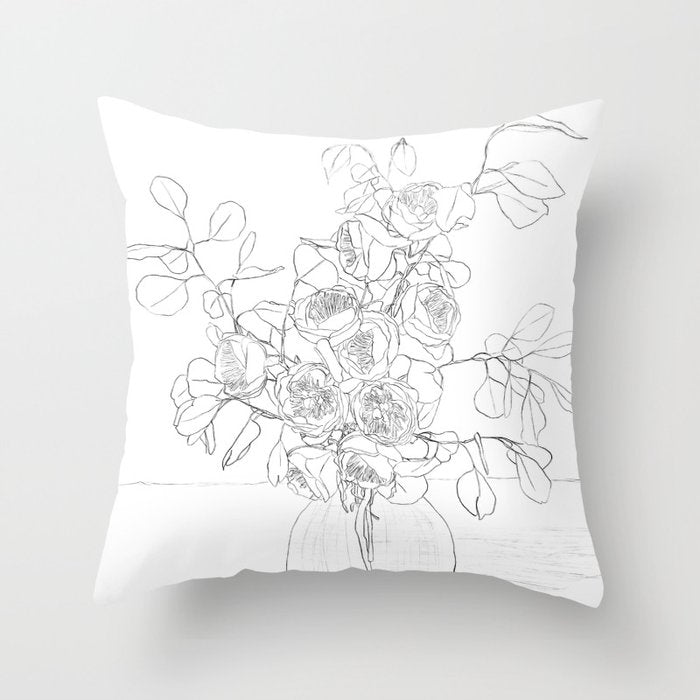 Beautiful Bouquet Line Throw Pillow Gallery Image 6