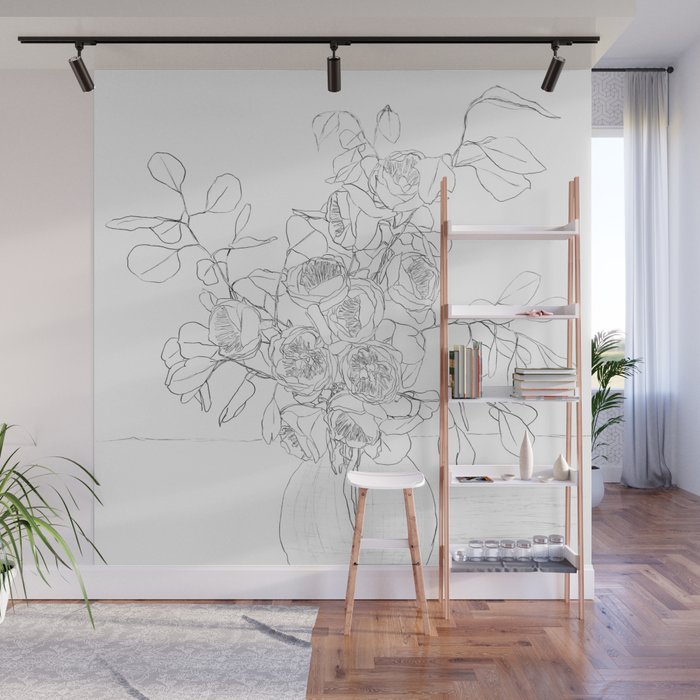 Beautiful Bouquet Line Wall Mural Gallery Image 1