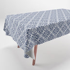 Blue tile brushstroke pattern Tablecloth Gallery Image 1