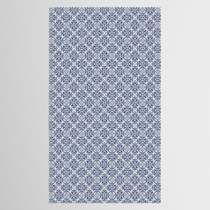 Blue tile brushstroke pattern Tablecloth Gallery Image 2