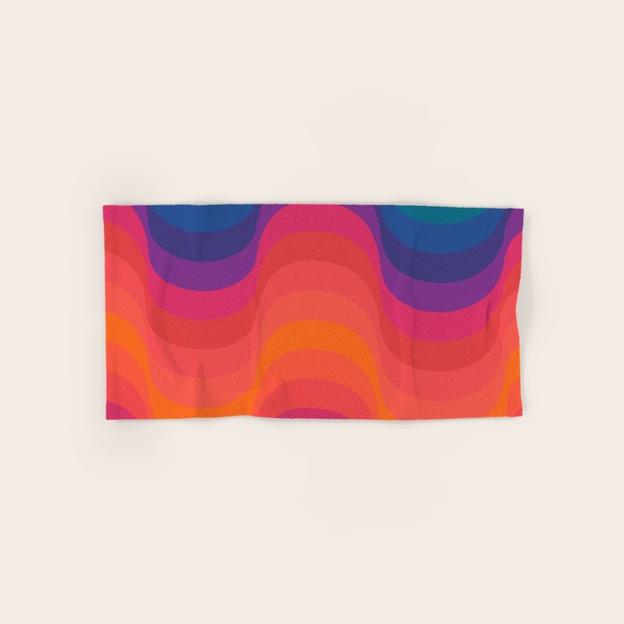 Retro Sacred Geometry | 80s Wavy Vibe Bath Towel Gallery Image 1
