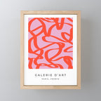 Pink Retro Lines Modern Abstract Brush Shapes Midcentury Line Shapes Vintage Mini Art Print Gallery Image 1