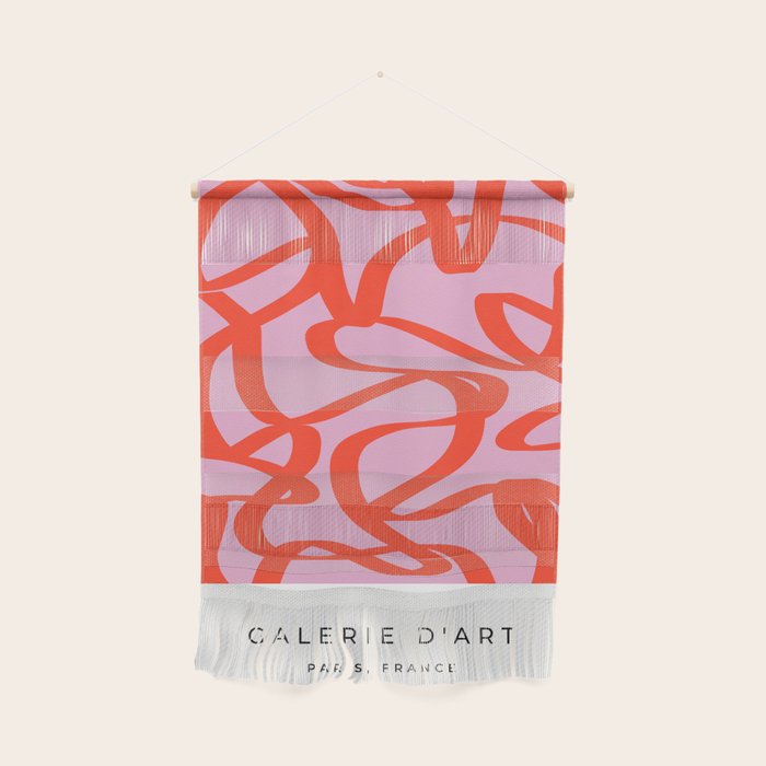 Pink Retro Lines Modern Abstract Brush Shapes Midcentury Line Shapes Vintage Wall Hanging Gallery Image 1