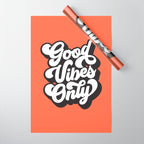 GOOD VIBES ONLY orange red black and white Wrapping Paper Gallery Image 1