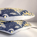 Floral Leaves and Blooms, Yellow and Navy Blue Pillow Sham Gallery Image 3
