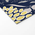 Floral Leaves and Blooms, Yellow and Navy Blue Welcome Mat Gallery Image 2
