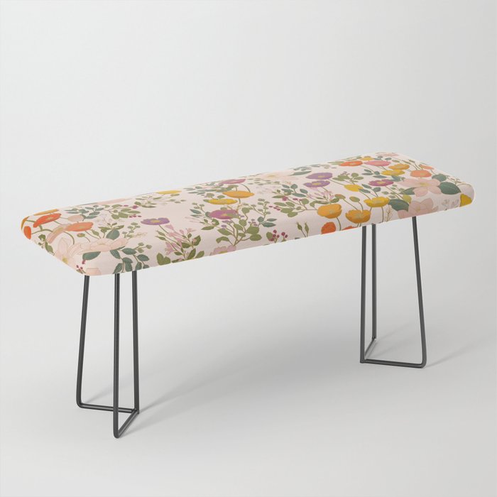 Botanical Cloisonne Garden Cream Bench Gallery Image 1