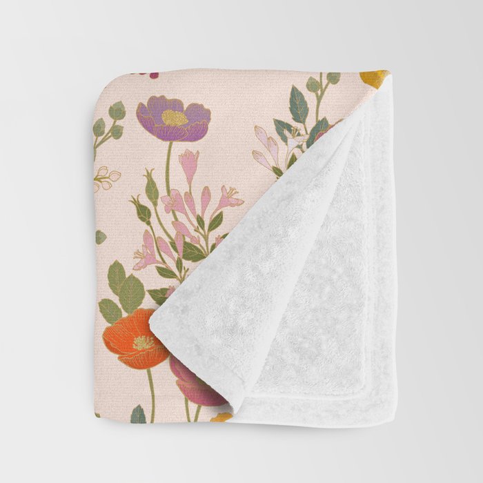 Botanical Cloisonne Garden Cream Throw Blanket Gallery Image 3