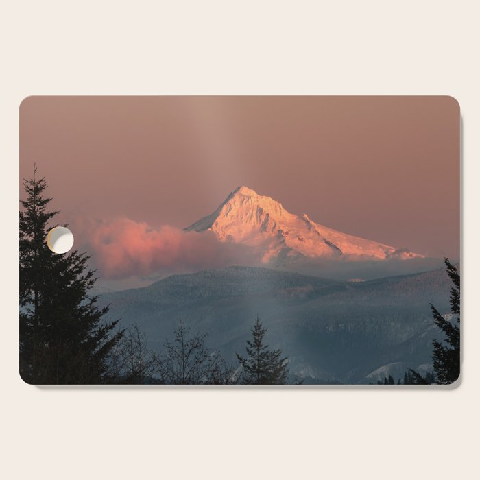 Mount Hood Pastel Sunset - Nature Photography Cutting Board Gallery Image 1