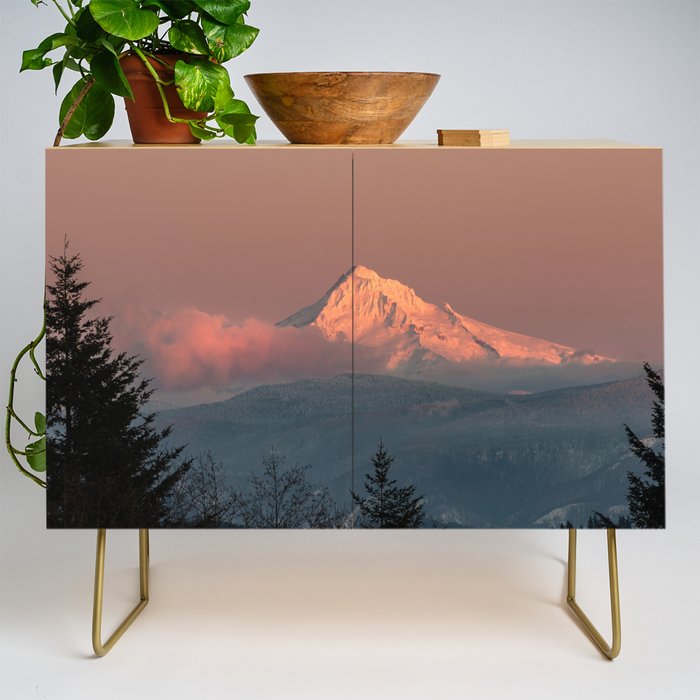Mount Hood Pastel Sunset - Nature Photography Credenza Gallery Image 1