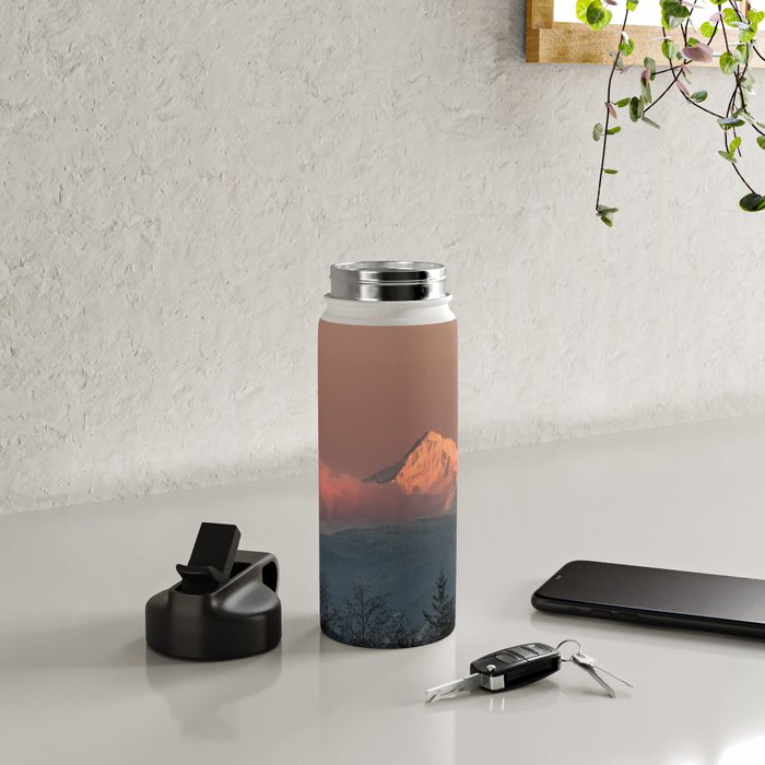 Mount Hood Pastel Sunset - Nature Photography Water Bottle Gallery Image 4
