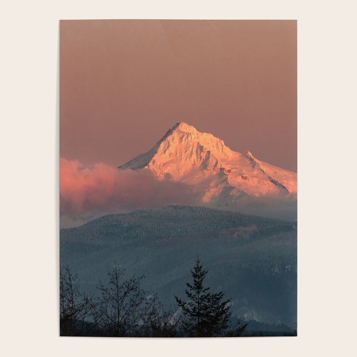 Mount Hood Pastel Sunset - Nature Photography Poster Gallery Image 1