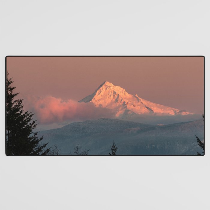 Mount Hood Pastel Sunset - Nature Photography Desk Mat Gallery Image 3