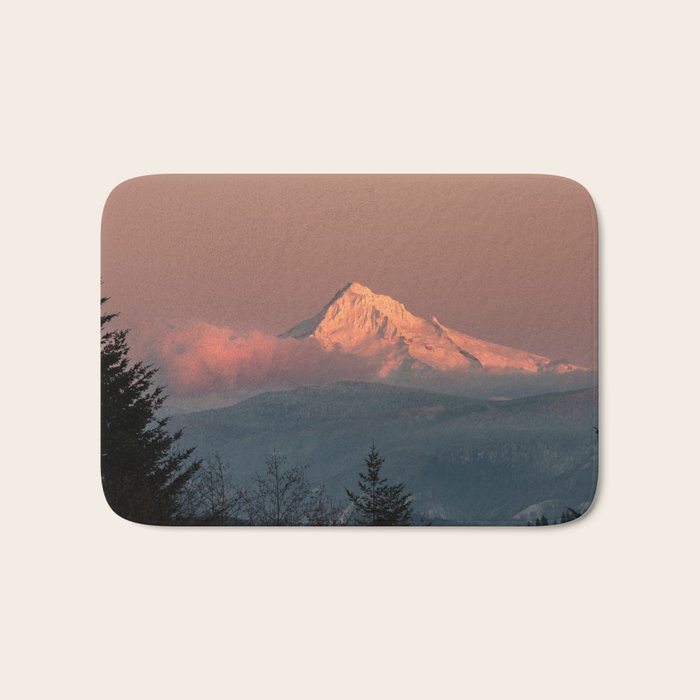 Mount Hood Pastel Sunset - Nature Photography Bath Mat Gallery Image 1