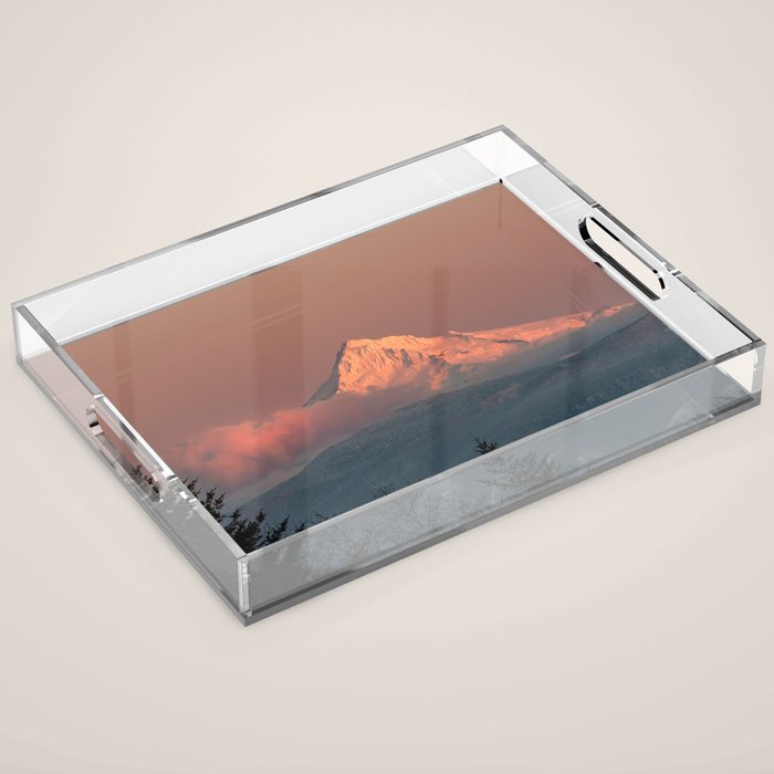Mount Hood Pastel Sunset - Nature Photography Acrylic Tray Gallery Image 1