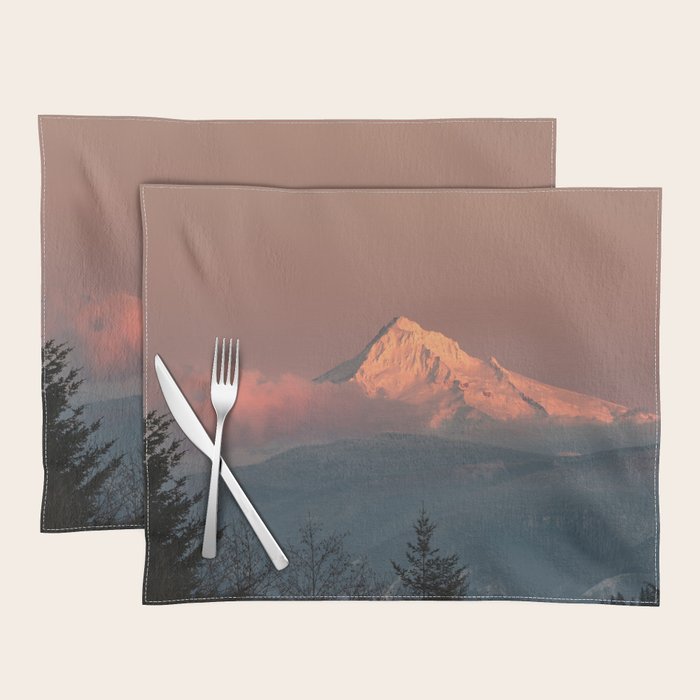 Mount Hood Pastel Sunset - Nature Photography Placemat Gallery Image 1