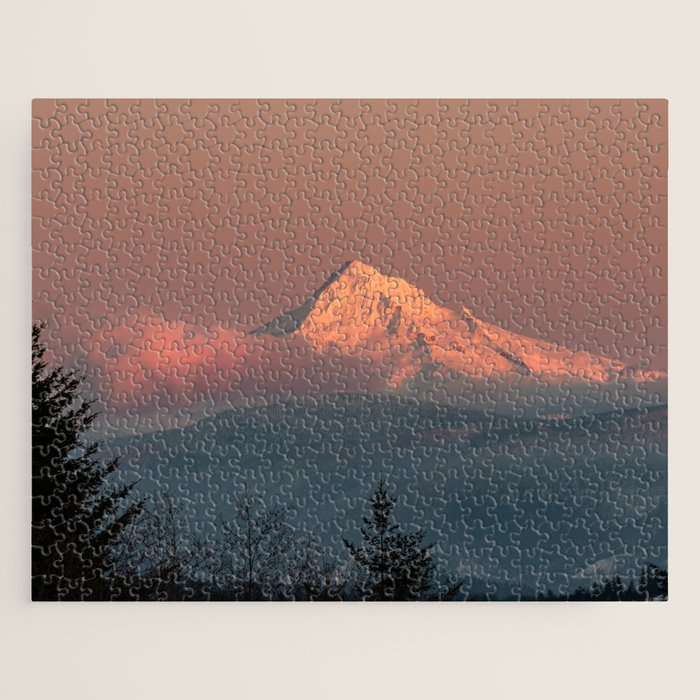 Mount Hood Pastel Sunset - Nature Photography Jigsaw Puzzle Gallery Image 1
