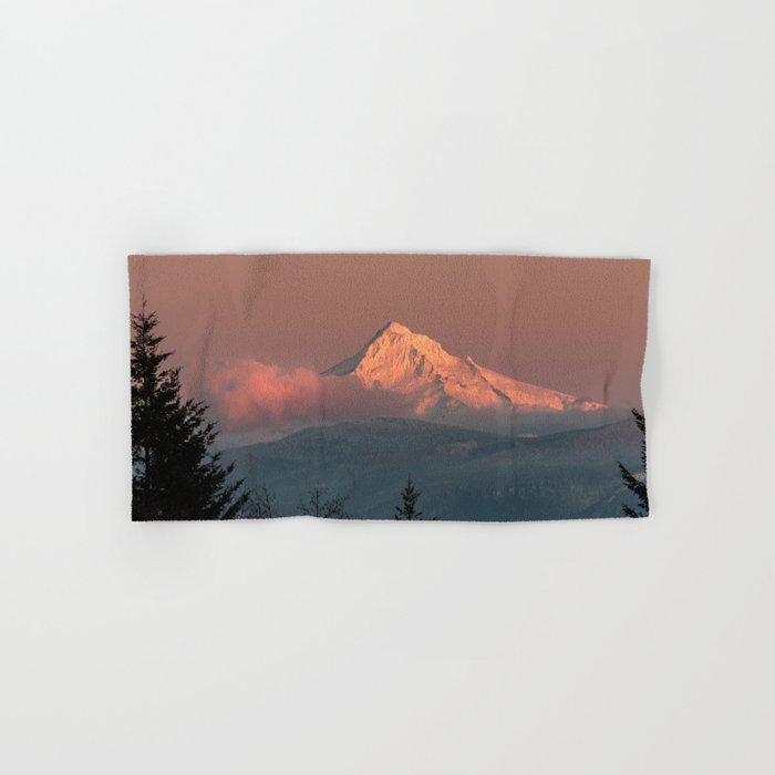 Mount Hood Pastel Sunset - Nature Photography Bath Towel Gallery Image 1