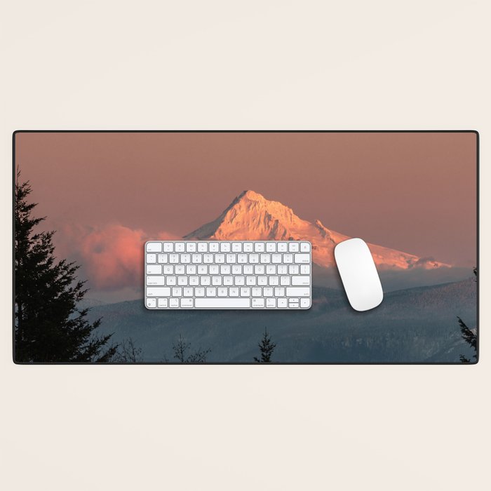 Mount Hood Pastel Sunset - Nature Photography Desk Mat Gallery Image 1
