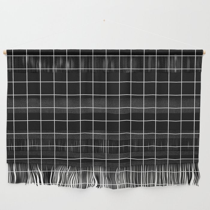 Grid Pattern Line Stripe Black and White Minimalist Geometric Stripes Lines Drawing Wall Hanging Gallery Image 1