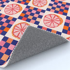 Checkered Sliced Citrus Fruit in Navy & Peachy Pink Rug Gallery Image 4