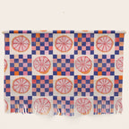Checkered Sliced Citrus Fruit in Navy & Peachy Pink Wall Hanging Gallery Image 1