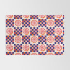 Checkered Sliced Citrus Fruit in Navy & Peachy Pink Rug Gallery Image 2