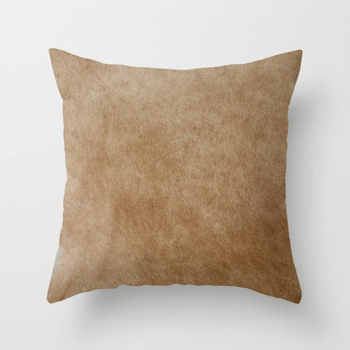 Scandinavian Modern Cowhide Brown Tan Throw Pillow Gallery Image 6