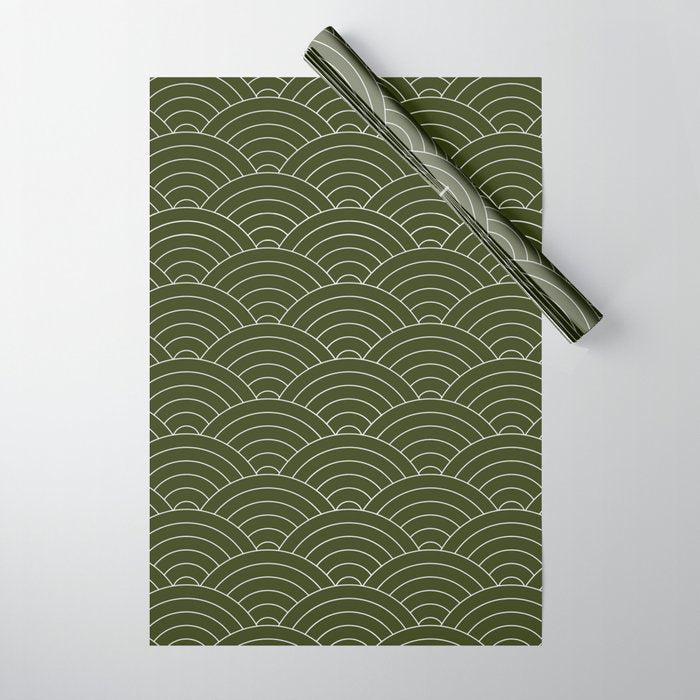 Waves (Olive) Wrapping Paper Gallery Image 1