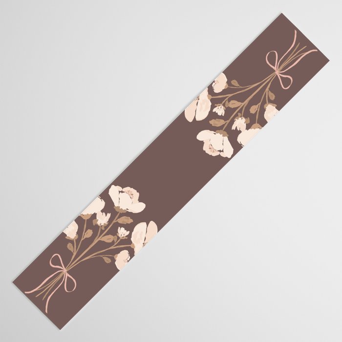 Delicate bouquet of flowers with bow - Peach and mocha copper Table Runner Gallery Image 3