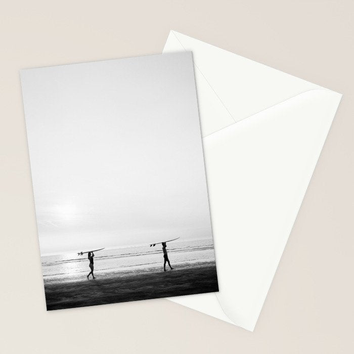 Surfer couple | Wanderlust photography of surfer couple | Coastal wall art. Stationery Card Gallery Image 2