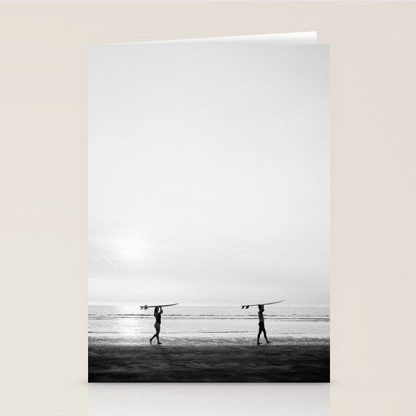 Surfer couple | Wanderlust photography of surfer couple | Coastal wall art. Stationery Card Gallery Image 2