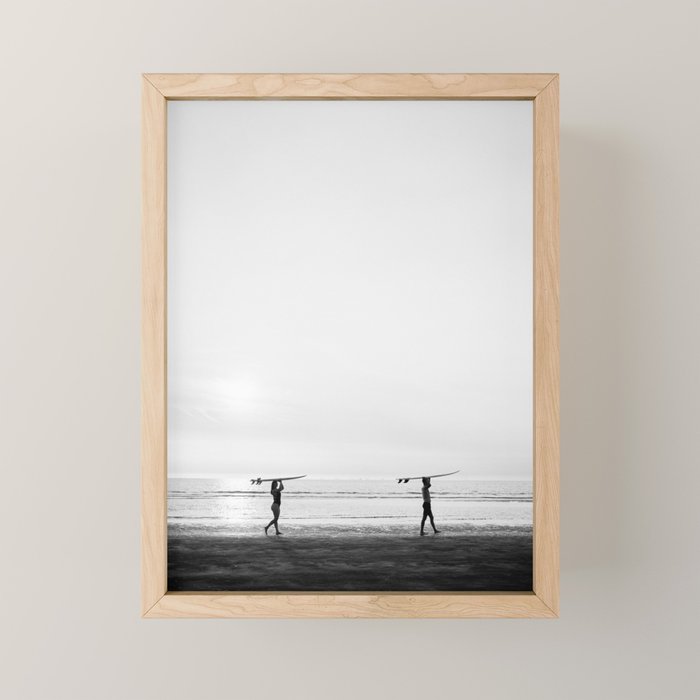 Surfer couple | Wanderlust photography of surfer couple | Coastal wall art. Mini Art Print Gallery Image 1