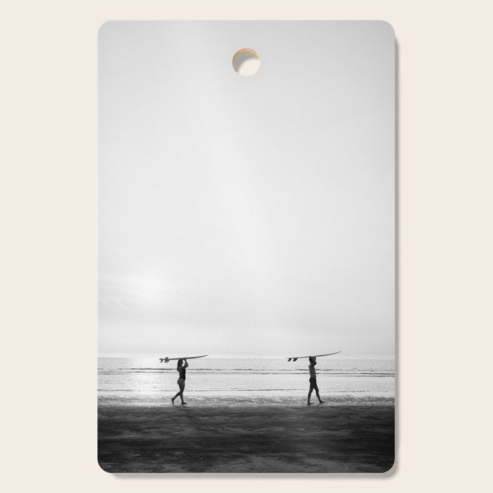 Surfer couple | Wanderlust photography of surfer couple | Coastal wall art. Cutting Board Gallery Image 1