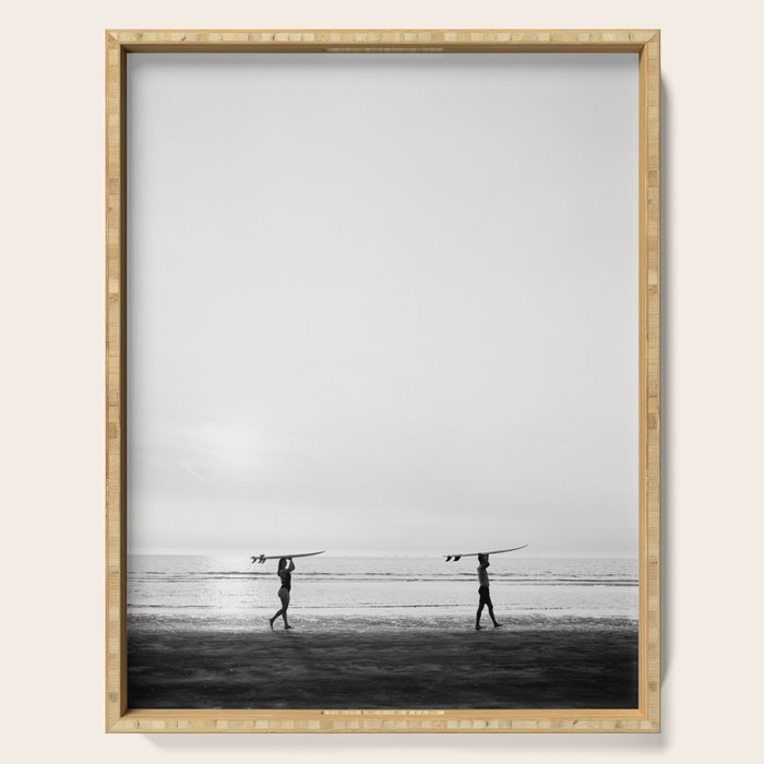 Surfer couple | Wanderlust photography of surfer couple | Coastal wall art. Serving Tray Gallery Image 1