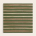 Triple Stripe Pattern Muted Green, Cream, Pink Wood Wall Art Gallery Image 1