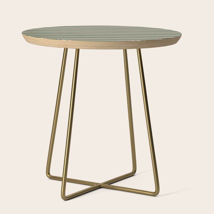 Triple Stripe Pattern Muted Green, Cream, Pink Side Table Gallery Image 1