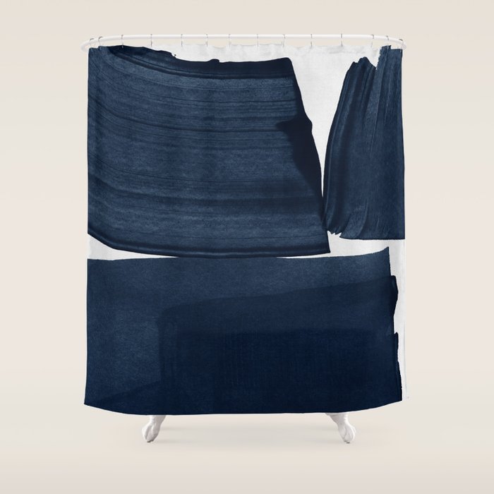 Minimalist Painting Blue I, Navy Decor Shower Curtain Gallery Image 1