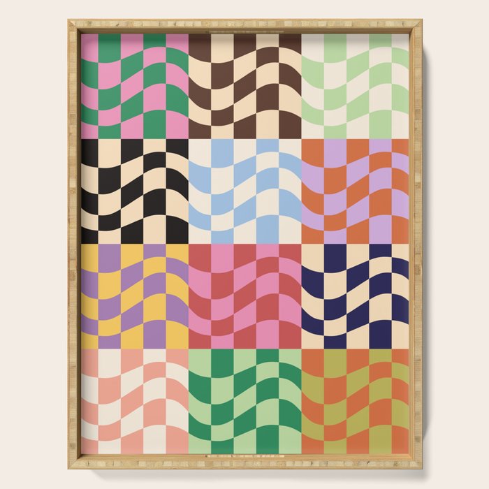 Colorful Checker Patchwork Serving Tray Gallery Image 1