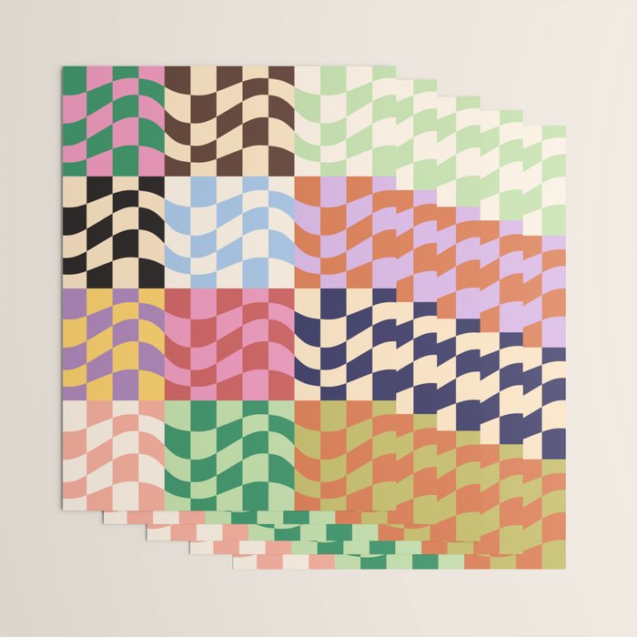 Colorful Checker Patchwork Wrapping Paper Gallery Image 3