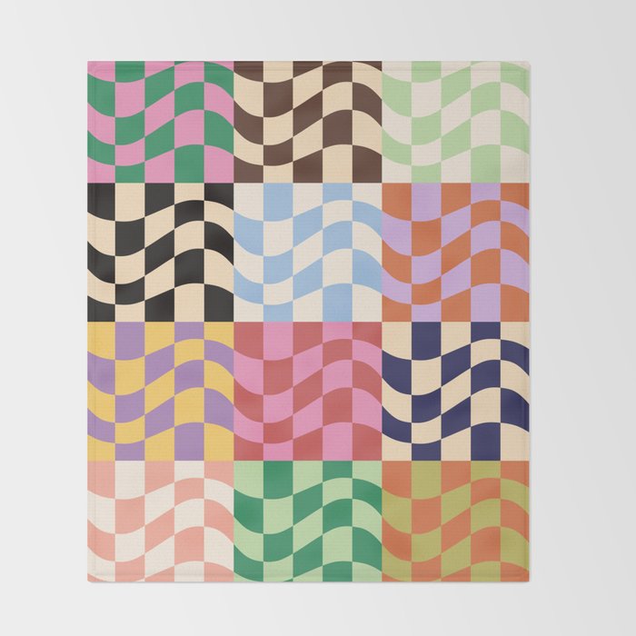 Colorful Checker Patchwork Throw Blanket Gallery Image 2